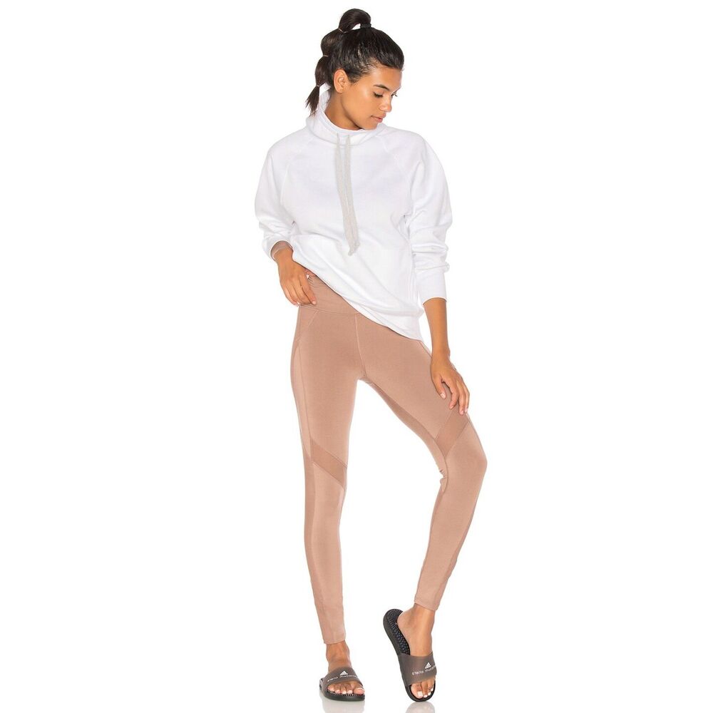 FREE PEOPLE MOVEMENT Lira Cocoa Tan Mesh Accent Leggings Size L Large